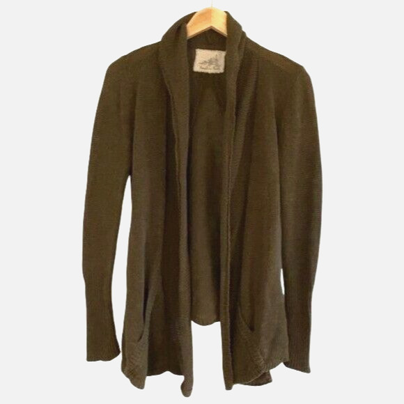 Angel of The North Small Cascade Cardigan Long Sleeve Army Green Anthropologie - Picture 1 of 7